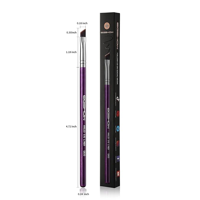 Eyeliner Brush Fine Angled - PRO Precision Gel Eye Liner Makeup Brush -Ultra Thin Slanted Flat Angle - Premium Cruelty Free Synthetic Bristles (E835 Purple)-FemmiqueWomen