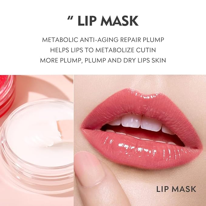 3Pcs Lip Care Set, Exfoliator Lip Sugar Scrub, Lip Mask and Plumping Lip Oil, Effectively Moisturizes Lip Clear, Repairs Dry Lips-FemmiqueWomen