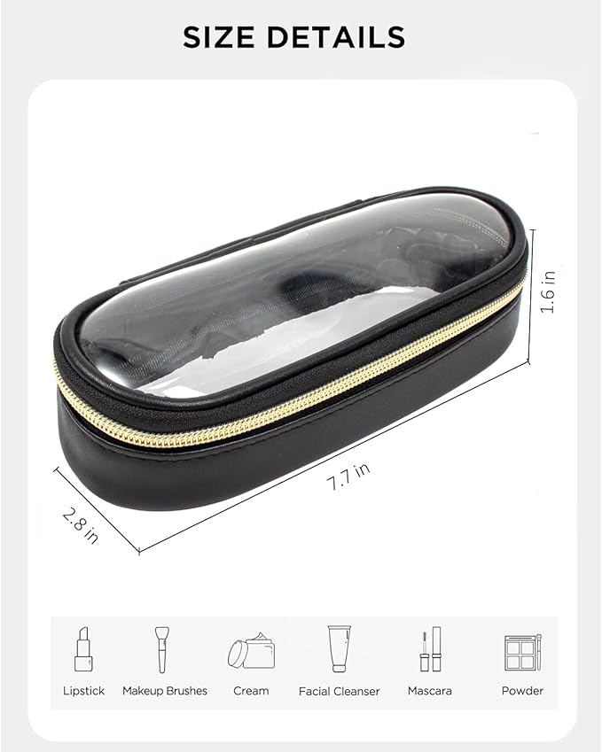Clear Makeup Bag Small, TSA Approved Portable Toiletry Bag with Zipper Cosmetic Travel Bag Makeup Organizer Case Mini Makeup Pouch for Purse Car Organizer Bag for Women Men-FemmiqueWomen
