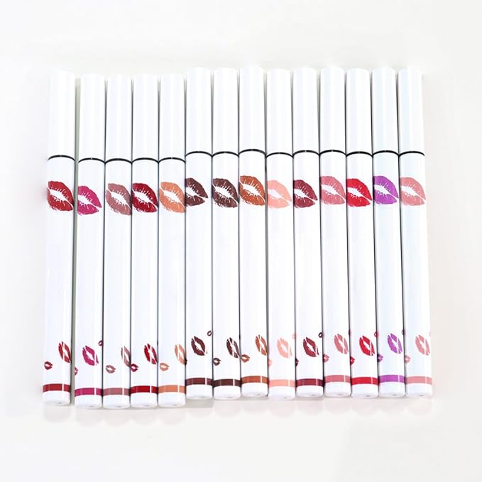 2Pcs Longwear Liquid Lip Liner Stain Marker Pen Set Long Lasting Waterproof, Black Cherry Wine Red Matte Permanent 24 Hour Lip Liner and Lipstick Combo, Color Stay Lipliner All Day Lips Stain peel off-FemmiqueWomen