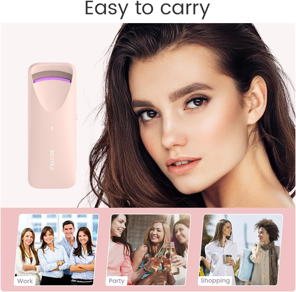 Heated Eyelash Curler - Electric Eyelash Curler with Heat Sensitive Silicone Pad, Type-C Rechargeable Mini Lash Curler, 8s Fast Heating 24hrs Long Lasting Lash Lift to Style Natural Eyelashes-FemmiqueWomen