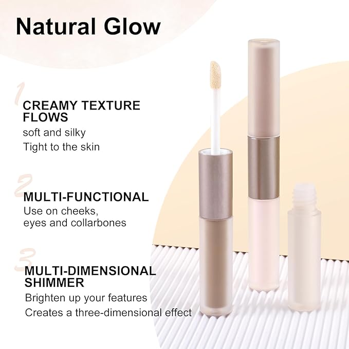 2 in 1 Bronzer and Highlighter Stick,Non-greasy & Non-drying Contour Pencil,Easy to Create a Natural Shimmery Finishing,Long Lasting & Waterproof Face Brighten Make up Pen-FemmiqueWomen