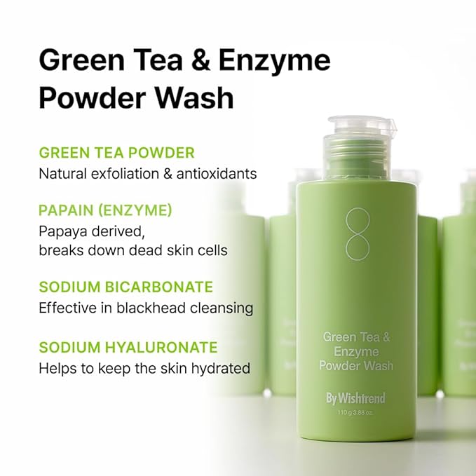 By Wishtrend Green Tea & Enzyme Powder Wash, 3.88 oz (110 g)-FemmiqueWomen