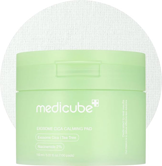 medicube Exosome CICA Tea Tree Calming Toner Pads for Sensitive Skin with Centella Asiatica Help Reduce Redness & breakouts. Low-irritating & Hydrating Daily Care, Korean Skincare, Vegan (100 Pads)-FemmiqueWomen
