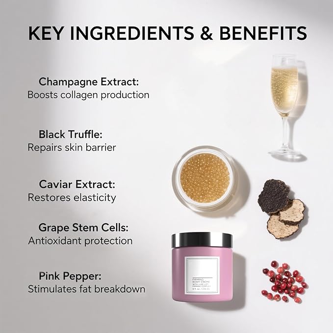 Champagne Lift Body Creme, Champagne Lift Hydrating Firming Body Cream for Crepey Skin, Targets Dry & Sagging Skin on Arms, Legs | Powered by Pink Pepperslim & Luxe-Lift Firming Complex - 8 oz.-FemmiqueWomen