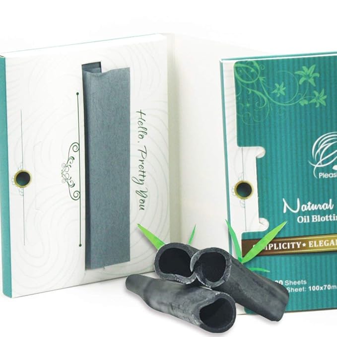 Natural Face Oil Blotting Paper - Bamboo Charcoal 100 Counts, Easy Dispensing Oil Absorbing Sheets, Premium Handy Facial Blotting Papers - Face Skin Care or Beauty Make Up Must Have-FemmiqueWomen