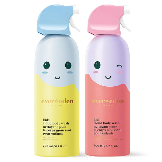 Evereden Kids Cloud Body Wash Duo - Gentle, Nourishing Toddler Body Wash for Delicate Skin, Coconut Splash & Juicy Citrus Scents, Creamy Hydrating Formula, 2 Pack (6.7 fl oz Each)-FemmiqueWomen