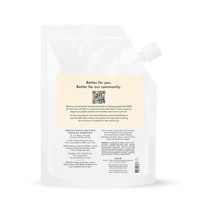 SEEN Shampoo Eco-Refill -Non-Comedogenic & Sulfate-Free Hair Shampoo- Dermatologist-Developed - Safe for Sensitive, Eczema & Acne Prone Skin-FemmiqueWomen
