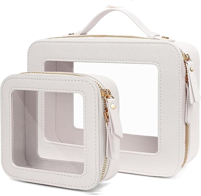 Clear Makeup Bag Small, TSA Approved Portable Toiletry Bag with Zipper Cosmetic Travel Bag Makeup Organizer Case Mini Makeup Pouch for Purse Car Organizer Bag for Women Men-FemmiqueWomen