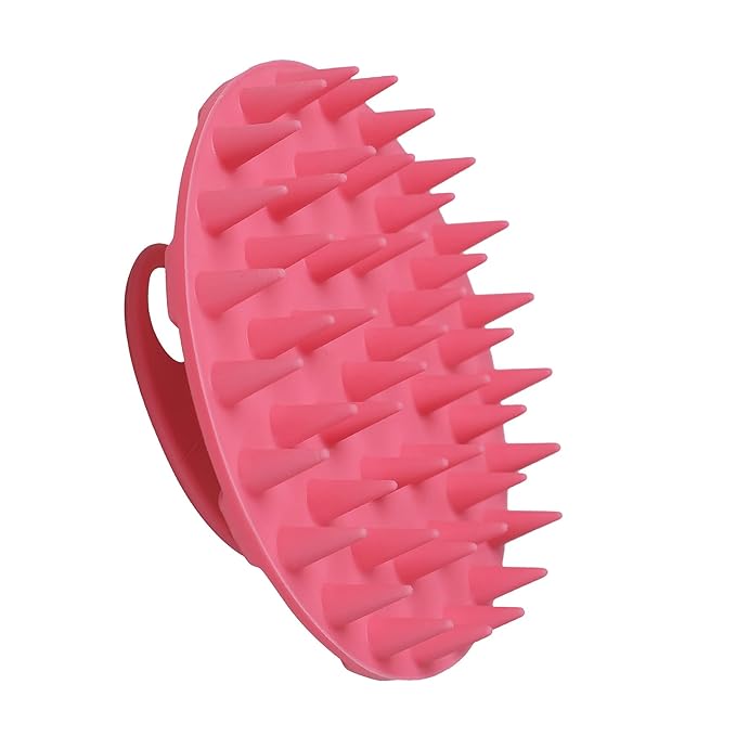 INNERNEED Scalp Massager Shampoo Brush, Wet & Dry Manual Scalp Care Head Scrubber Hair Washing, Soft Silicone Bristles, for Hair Growth, Dandruff Removal, Comfortable for All Hair Types (Pink)-FemmiqueWomen