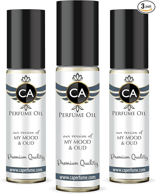 CA Perfume Impression of My Mood & Oud For Women & Men Fragrance Body Oil Roll-On 0.3 Fl Oz-X3-FemmiqueWomen