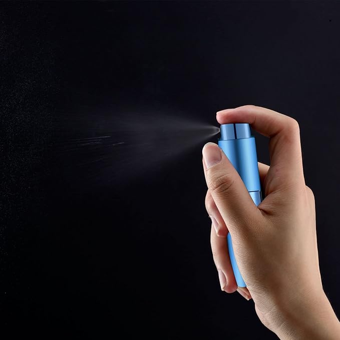 2 PCS/8ml Portable Mini Perfume Atomizer bottles, Empty Refillable Spray Bottle with 3 Types of Refill Tools, Pocket Travel Perfume Sample Bottles(Blue)-FemmiqueWomen