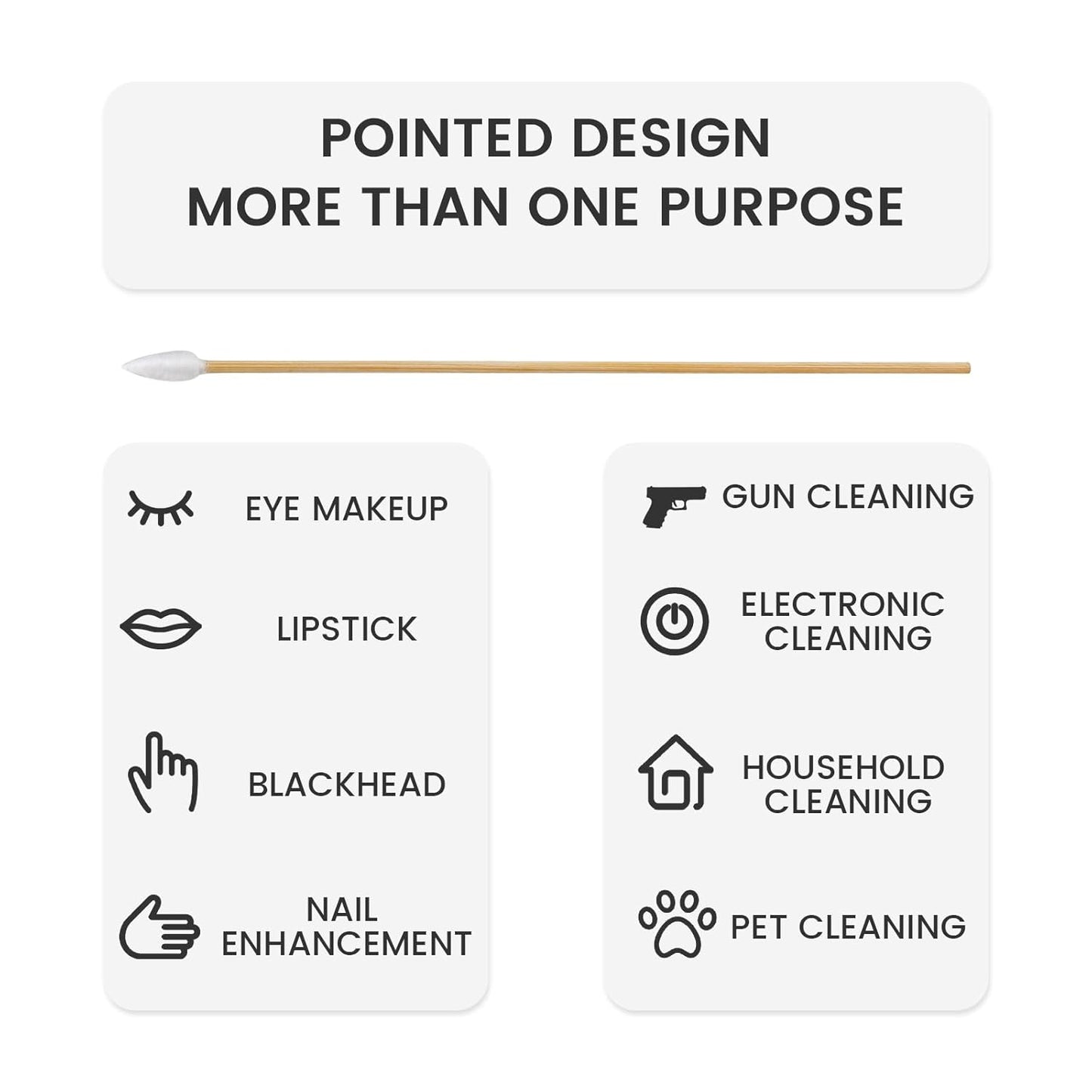 200 PCS 6-Inch Precision Gun Cleaning Swabs - Lint-Free Bamboo-Handle Cotton Swabs for Gun Cleaning, Makeup & Electronics-FemmiqueWomen