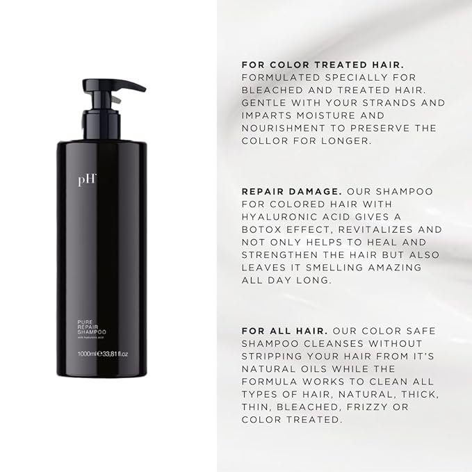 pH PURE HAIR Repair Moisturizing Shampoo 33.8 Oz - Hydrating Shampoo for Dry, Damaged & Color-Treated Hair - Revitalizing, Nourishing Formula to Restore Softness, Shine & Strength-FemmiqueWomen