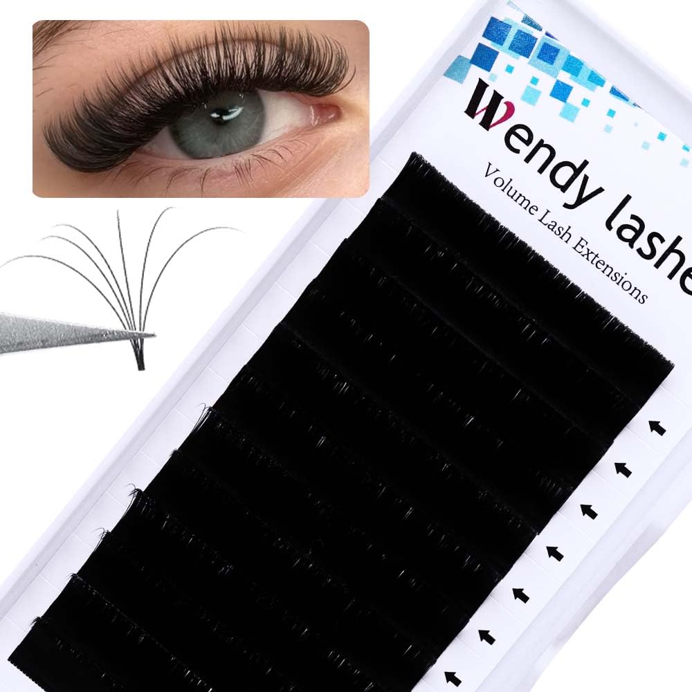 Easy Fan Volume for Lash Artists: Wendy, Handmade Fans for Eyelash Extensions, Self Fanning, Blooming, B-KH, Black, D-0.05-15-FemmiqueWomen