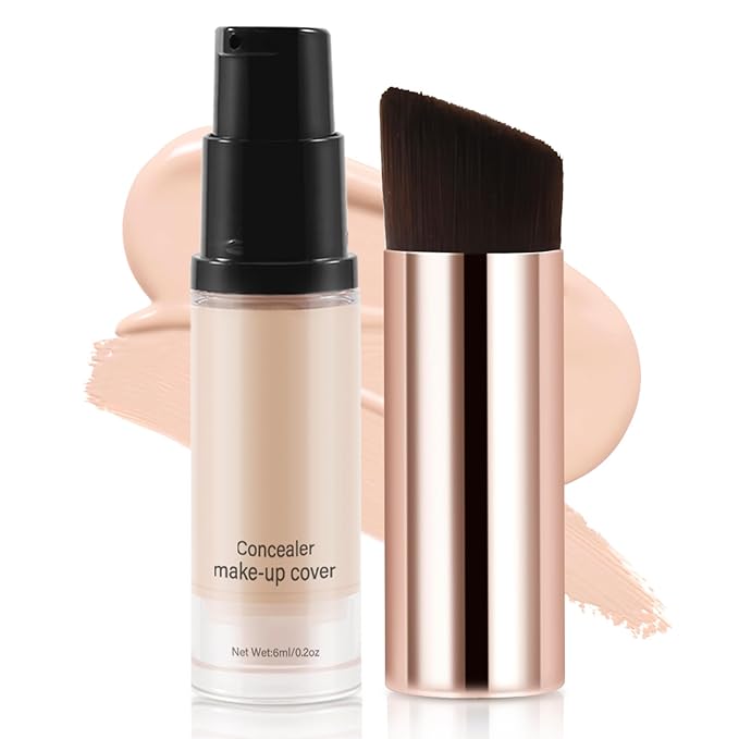 2pcs Liquid Concealer Set with Brush,Full Cover,Concealer Wand with Matte Finish,Corrects，Covers，Long Wear Up to 24hr-FemmiqueWomen