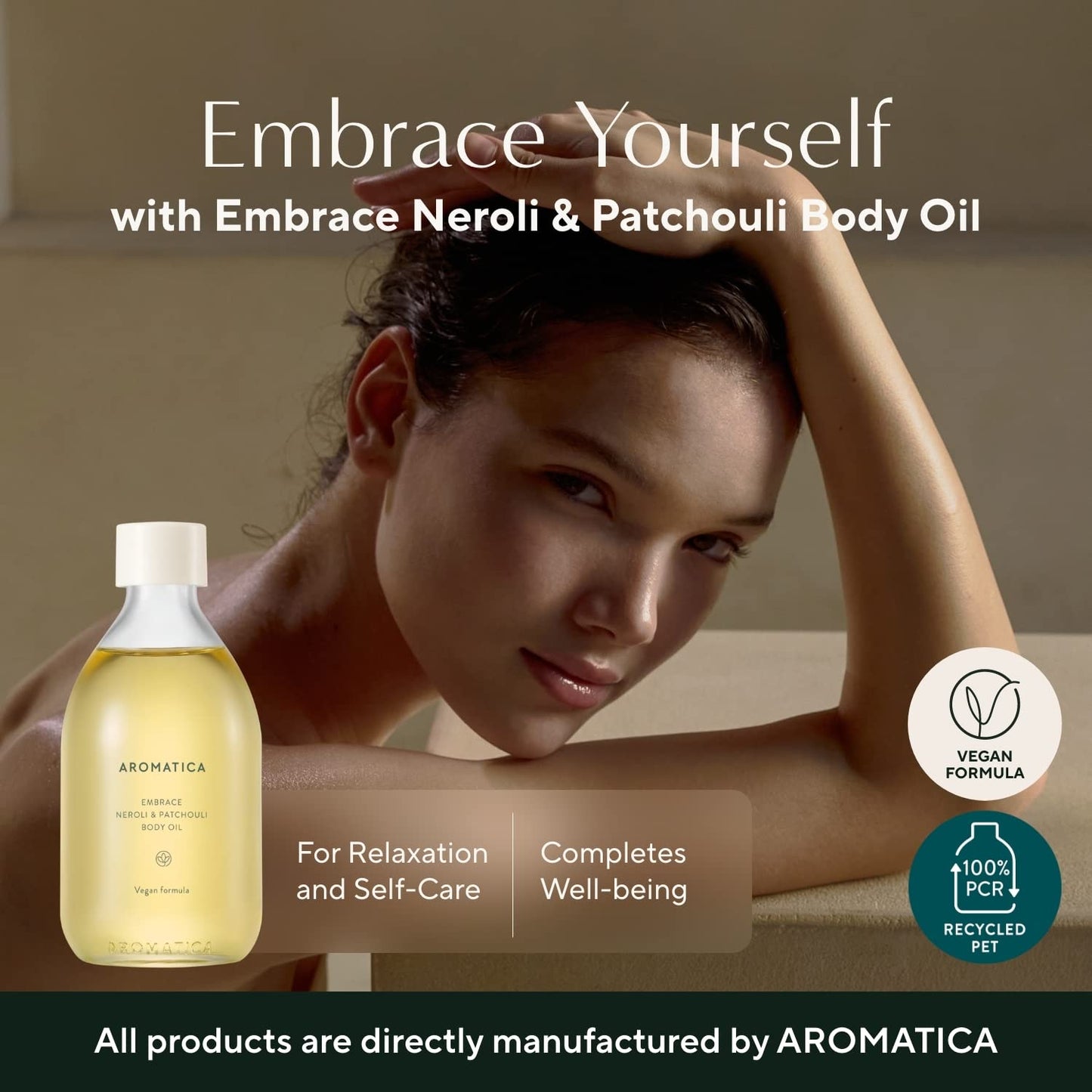 AROMATICA Embrace Body Oil Patchouli & Neroli Essential Oil, Aromatherapy Oils, Scented Body Oil, After Shower Body Oil for Women, Non-Greasy Body Serum, Body Moisturizer for Dry Skin 3.38 fl. oz-FemmiqueWomen