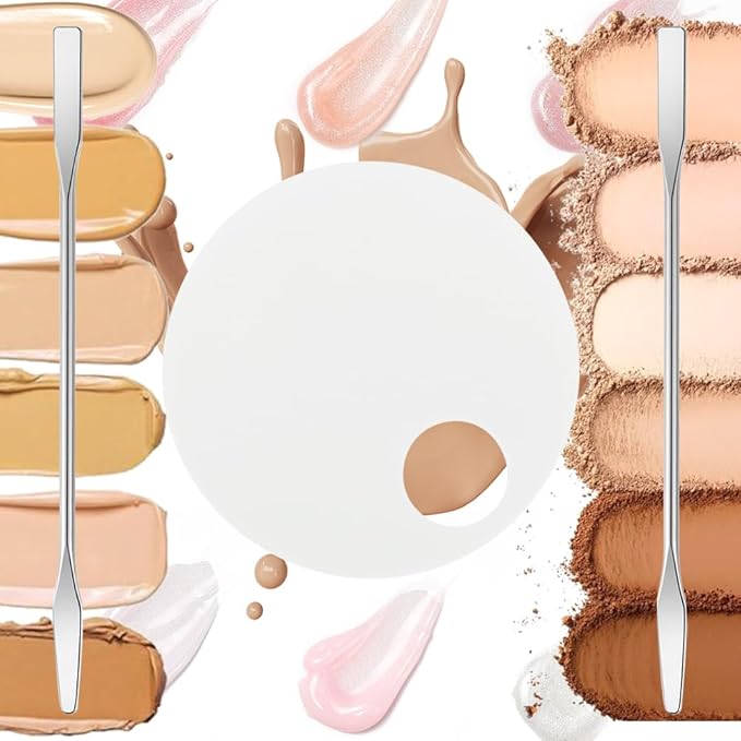 3 Pack Nail Art Palette with 3 Pcs Spatula Makeup Tray Foundation Mixing Palette Professional Cosmetic Stiring Tools for Women and Girls Liquid Foundation Lipstick Concealer-FemmiqueWomen
