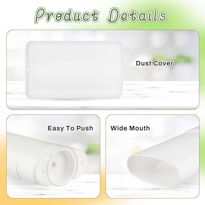 30 Pieces 15g/0.5oz White Oval Plastic Lip Balm Tubes,Empty Deodorant Bottles,Twist-Up Chap Stick Storage Containers for DIY Homemade Sunscreen Bar,Moisturizing Stick,Crayon-FemmiqueWomen
