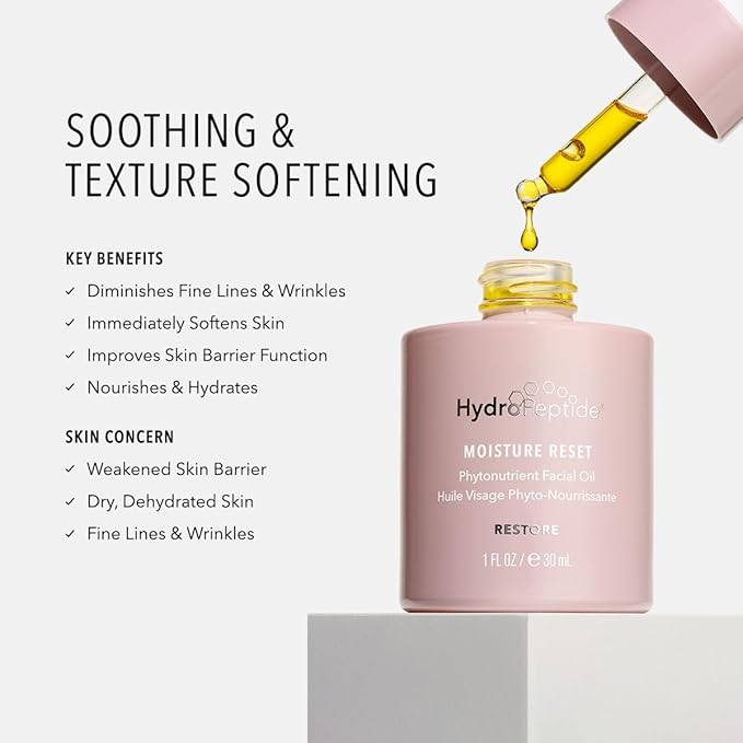 HydroPeptide Moisture Reset, Phytonutrient Facial Oil, Hydrate and Enrich Skin, Improves Skin Barrier Function, 1 Ounce-FemmiqueWomen