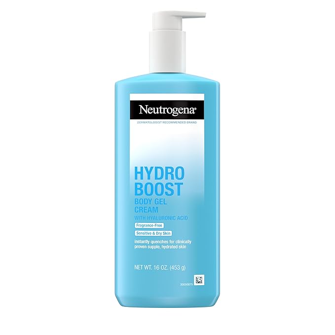 Neutrogena Hydro Boost Body Moisturizing Gel Cream with Hyaluronic Acid, Non-Greasy & Fast Absorbing, Lightweight Hydrating Body Lotion for Normal to Dry Skin, Fragrance-Free, 16 oz-FemmiqueWomen