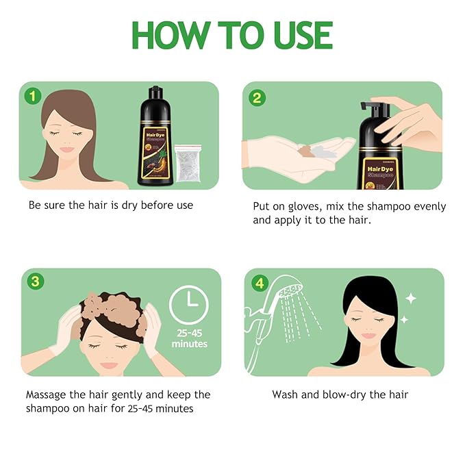 Dark Coffee Hair Dye, Hair Dye Shampoo for Men and Women, Hair Color Shampoo For Home Use, Shampoo Para Canas, Hair Dye Shampoo 3 in 1, 16.9 Fl Oz (Dark Coffee)-FemmiqueWomen