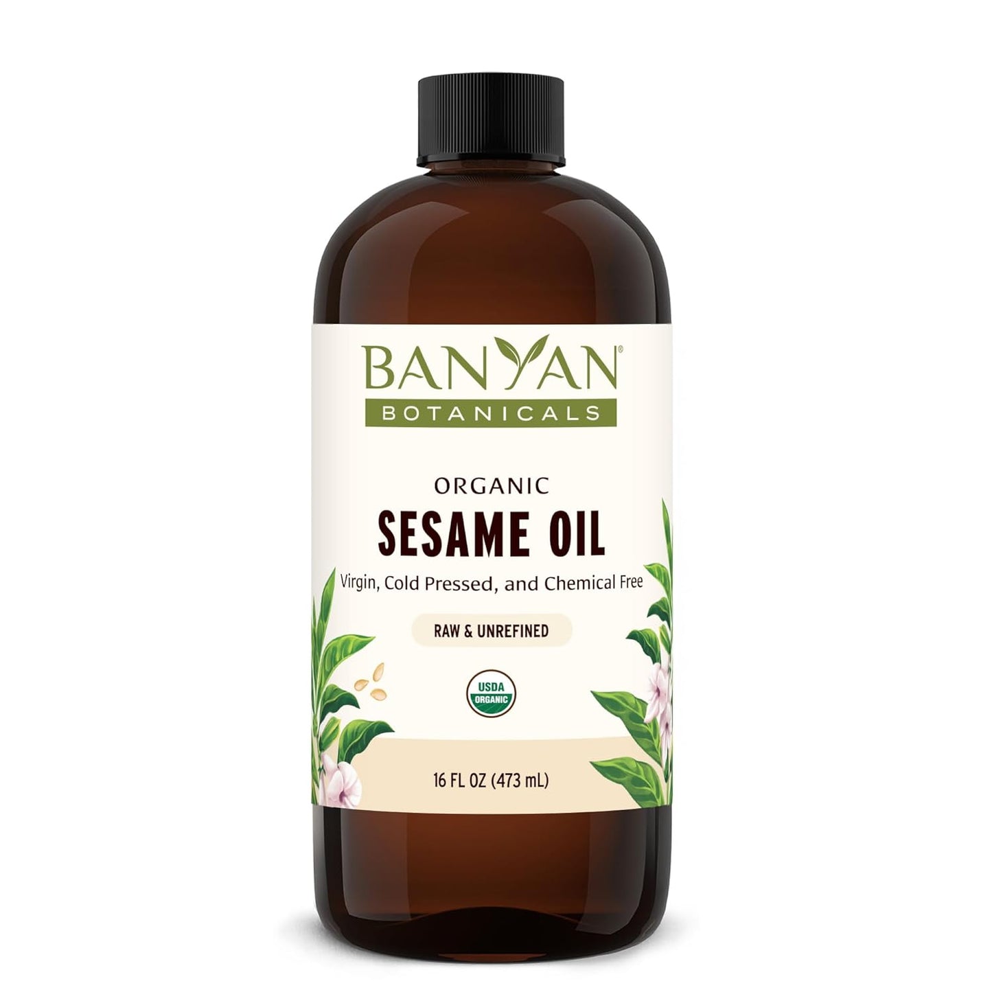 Banyan Botanicals Sesame Oil – Organic & Unrefined Ayurvedic Oil for Skin, Hair, Oil Pulling & More – Multiple Sizes – 16oz. – Non GMO Sustainably Sourced Vegan-FemmiqueWomen