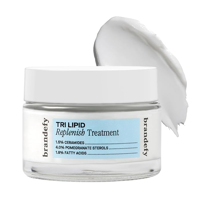 Brandefy Tri Lipid Replenish Treatment - 1.5% Ceramides, 4.0% Sterols, 1.8% Fatty Acids - Peptide Moisturizer, Hydrating Face Cream, Made in the USA (1.6 Oz)-FemmiqueWomen