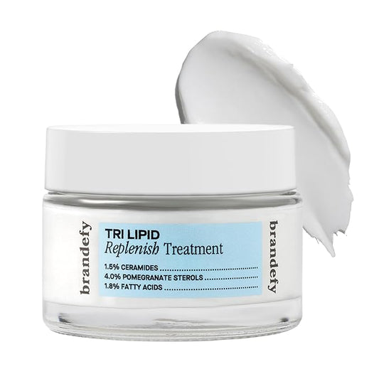 Brandefy Tri Lipid Replenish Treatment - 1.5% Ceramides, 4.0% Sterols, 1.8% Fatty Acids - Peptide Moisturizer, Hydrating Face Cream, Made in the USA (1.6 Oz)-FemmiqueWomen
