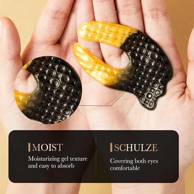 24K Gold Under Eye Patches (5 Pairs) - Black Truffle Under Eye Mask with Newly Upgraded 3D Wrap-around Design, Specifically for Canthus Wrinkles and Dryness Around the Eyes (Gold)-FemmiqueWomen
