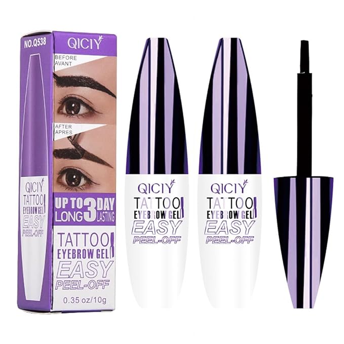 2pcs Black Tattoo Eyebrow Gel Tinting, Waterproof & Transfer-proof for Fuller Brows, Suitable for All Skin Types (Black, 2Pcs)-FemmiqueWomen