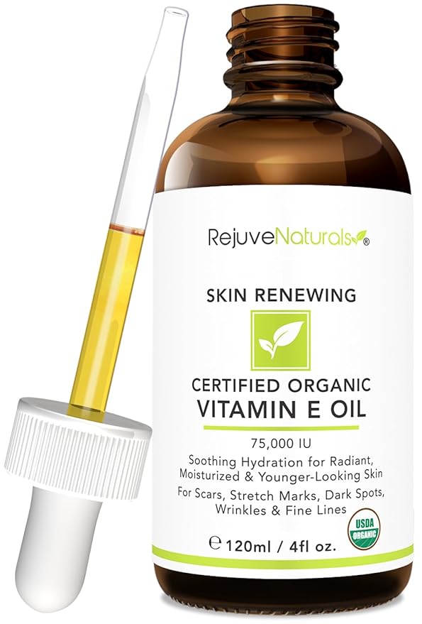 Vitamin E Oil - 100% All Natural & USDA Organic (LARGE 4oz Bottle) Repair Dry, Damaged Skin from Surgery & Acne, Age Spots & Wrinkles. For Radiant, Hydrated & Youthful Skin. Face & Body Moisturizer-FemmiqueWomen