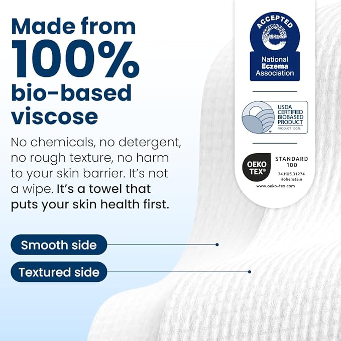 Clean Skin Club Clean Towels XL, USDA Certified 100‪%‬ Biobased Dermatologist Approved Disposable Face Towelette, Facial Washcloth, Makeup Remover Dry Wipes, Ultra Soft, 150 count, 3 pack-FemmiqueWomen