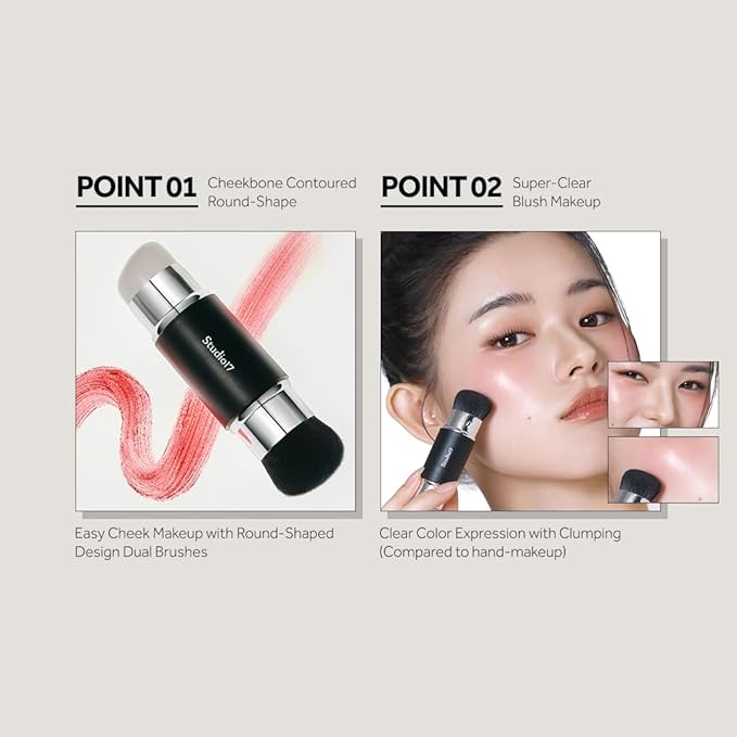 Dual Ended Silicone Tip Blush Brush | Korean Olive Young Makeup Tool for Contouring & Blush Application | Skin-Friendly Non-Irritating Professional Face Makeup Brush-FemmiqueWomen