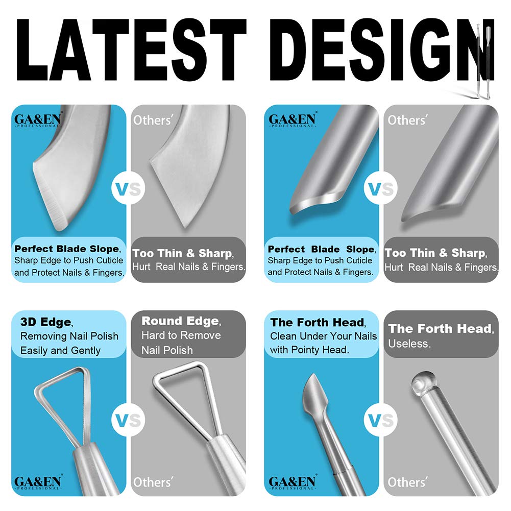 2PCS Metal Black Cuticle Pusher and Cutter Remover Salon Quality Stainless Steel Gel Nail Polish Peeler Scraper Durable Professional Manicure Pedicure Cleaner Tool For Fingernail and Toenail-FemmiqueWomen