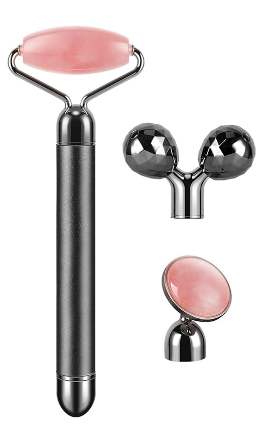 3-IN-1 Electric Jade Roller 3D Roller Facial Roller & Face Massager,Black-FemmiqueWomen