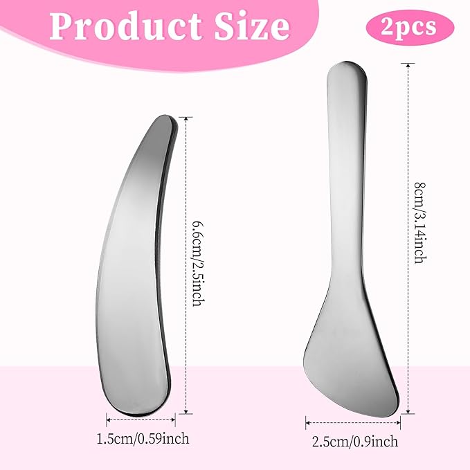 2Pcs Cosmetic Spatula Reusable Facial Massage Spatula Practical Mini Makeup Eye Cream Applicator Multi-functional Beauty Face Skincare Spoon for Mixing Sampling Lotions Moisturizers Accessories-FemmiqueWomen