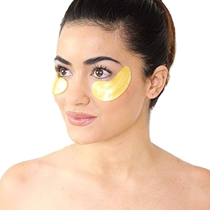 Jakuva 29PCS Gold Gel Crystal Collagen Eye Mask Under Eye Patches For Puffy Eyes and Dark Circles, Hydrating & Anti Aging,24k Gold Eye Mask Eye Patches for Moisturizing-FemmiqueWomen