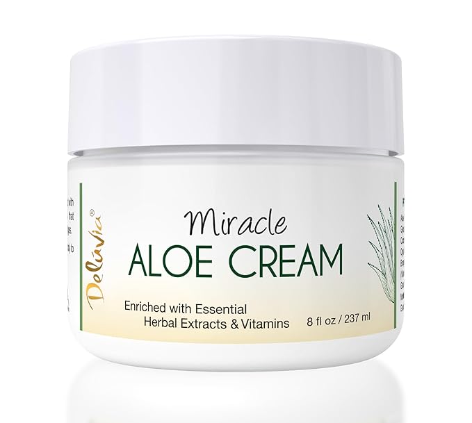 Deluvia Miracle Aloe Cream | Face & Body Moisturizer with Vitamin E & Organic Aloe Vera | Hydrating, Soothing for Dry Skin, Anti-Wrinkle, Acne Scars, Rosacea, Psoriasis, Eczema - 8 oz-FemmiqueWomen