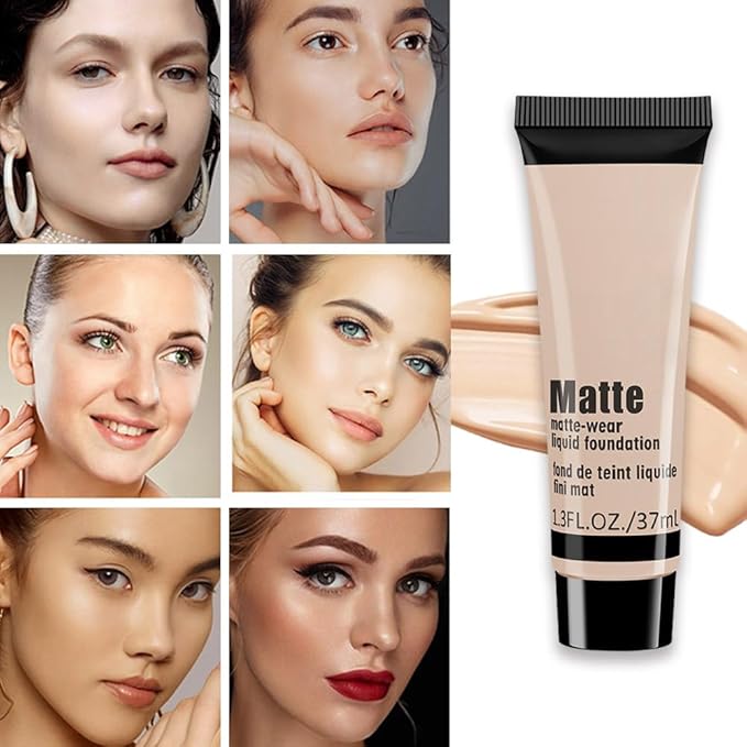 1 Pack Matte Oil Free Concealer Foundation Cream,Professional Make-up Base Facial Matte Full Coverage Liquid Concealer Hide Foundation Primer Makeup Repair Kit.(BEIGE 5#)-FemmiqueWomen