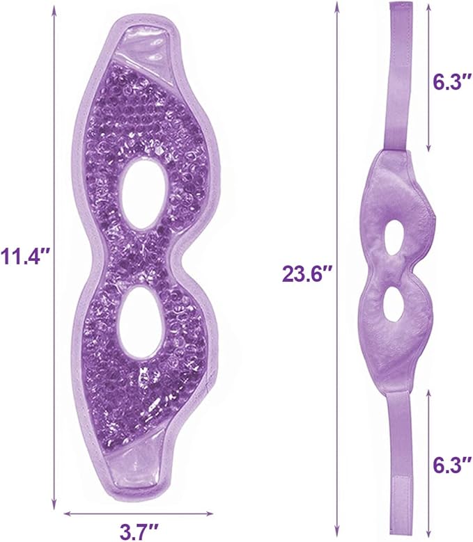 Jakuva 2PCS Cooling Eye Mask Sleeping Mask, Ice Eye Mask & Cold Eye Packs & Heat Cold Compress Pack Eye Spa Pad for Puffy Eyes,Puffiness,Headache,Stress Relief (Pink&Purple)-FemmiqueWomen