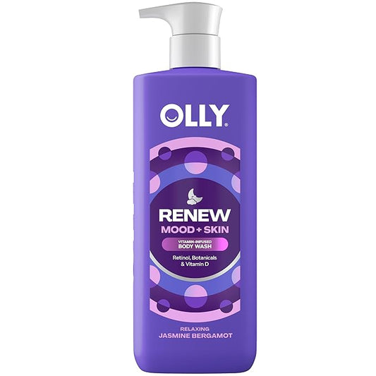 OLLY Renew Body Wash with Vitamin D, Retinol & Botanicals – Nourishing Cleanser for Skin Barrier Repair, Deep Hydration, Jasmine Bergamot Scent, 17oz-FemmiqueWomen
