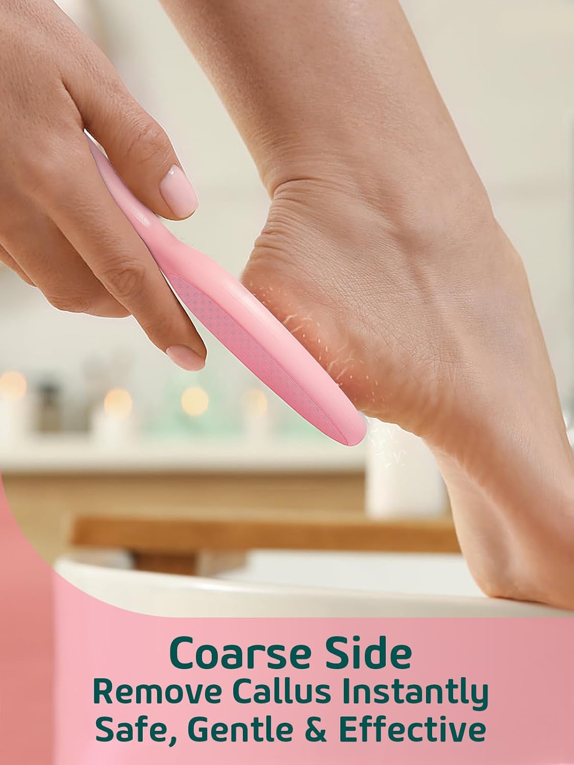 2-Sided Glass Foot File Callus Remover (Pink)-FemmiqueWomen