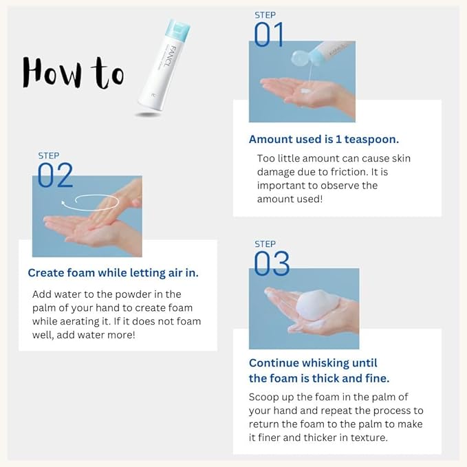 FANCL Facial Cleansing Powder - Japanese Facial Cleanser, Face Wash, Luxurious Foaming Lather, Hydrating, Preservative Free, Clean Skincare for Sensitive Skin [US Exclusive Edition]-FemmiqueWomen