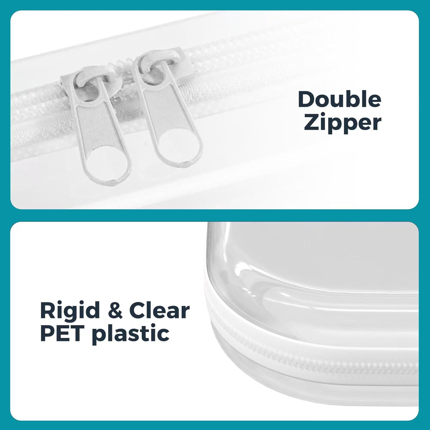 【6-Pack】 Clear Hard Shell Zipper Case Set | Durable Travel Pouches for Toiletries, Makeup Storage Organizer, Toy Storage Box | Transparent Cosmetic Bags with Zipper for Organization (white)-FemmiqueWomen