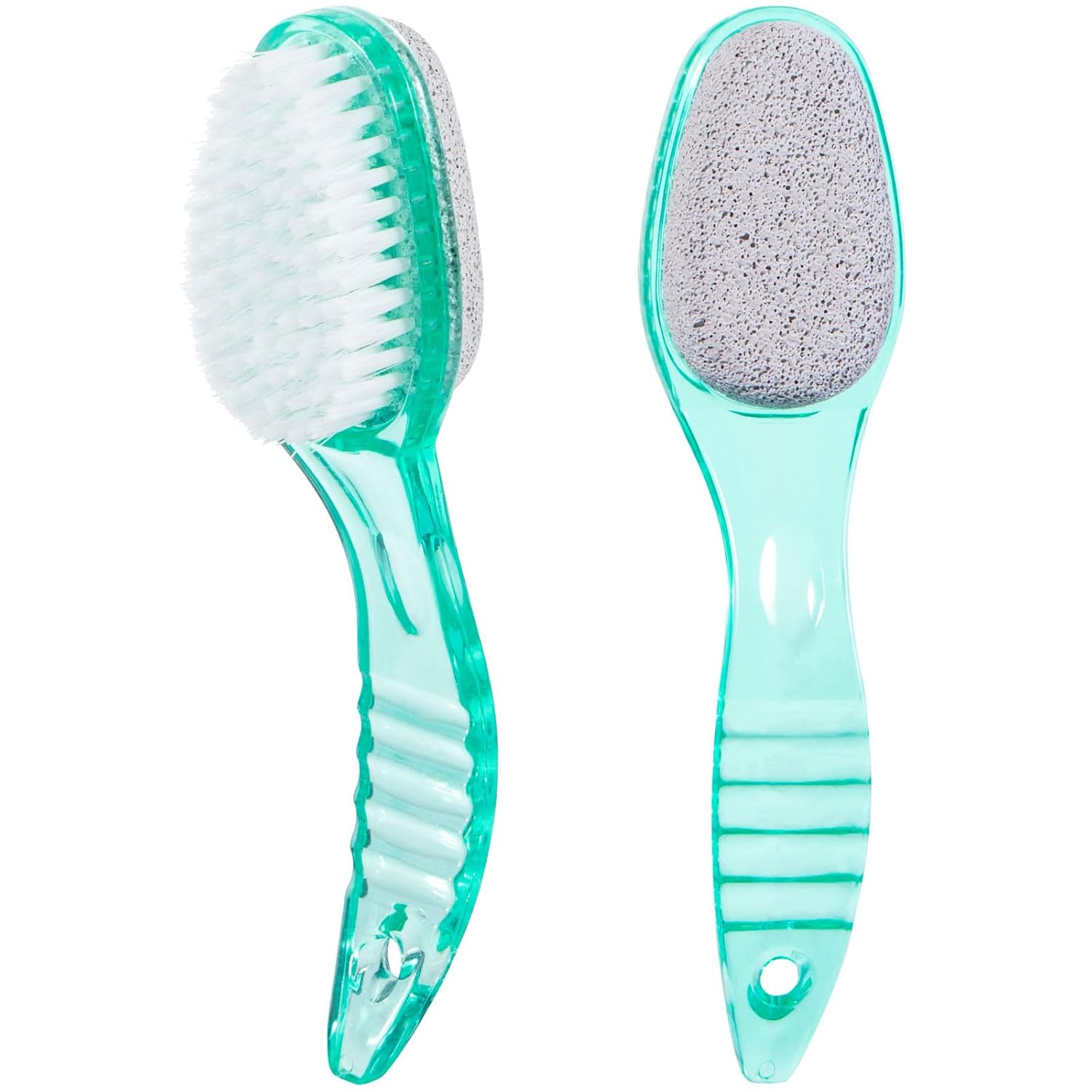 2 Pcs Foot Brush for Shower with Handle 2 in 1, Ooloveminso Large Foot Pumice Stone Brush Scrubber Foot File Calluses Remove Suitable for Horniness Foot Spa, Foot Care Smooth Skin (Green)-FemmiqueWomen