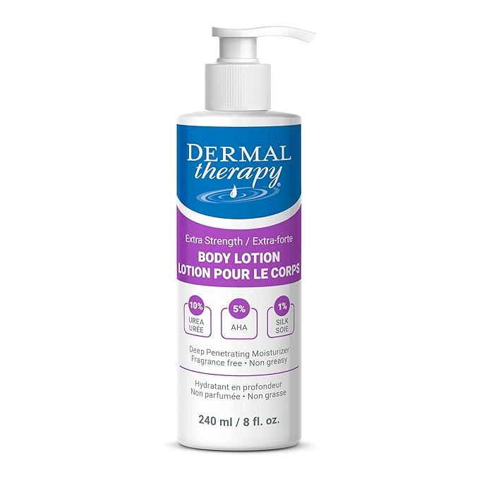 Dermal Therapy Extra Strength 5% AHA 10% Urea Body Lotion - Healing for Extremely Dry, Cracked Skin - Fragrance-Free - Sensitive Skin, Diabetes & Medication-Induced Dryness - 8 fl oz / 240 ml-FemmiqueWomen