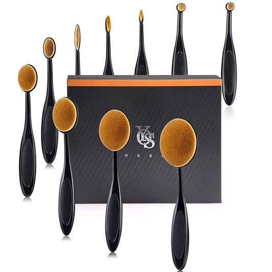 Yoseng Oval Makeup Brushes Set 10 Pcs Professional Oval Toothbrush Foundation Contour Concealer Eyeliner Blending Cosmetic Brushes Tool Set-With Box,Practical White Elephant Gift for Girls Women-FemmiqueWomen