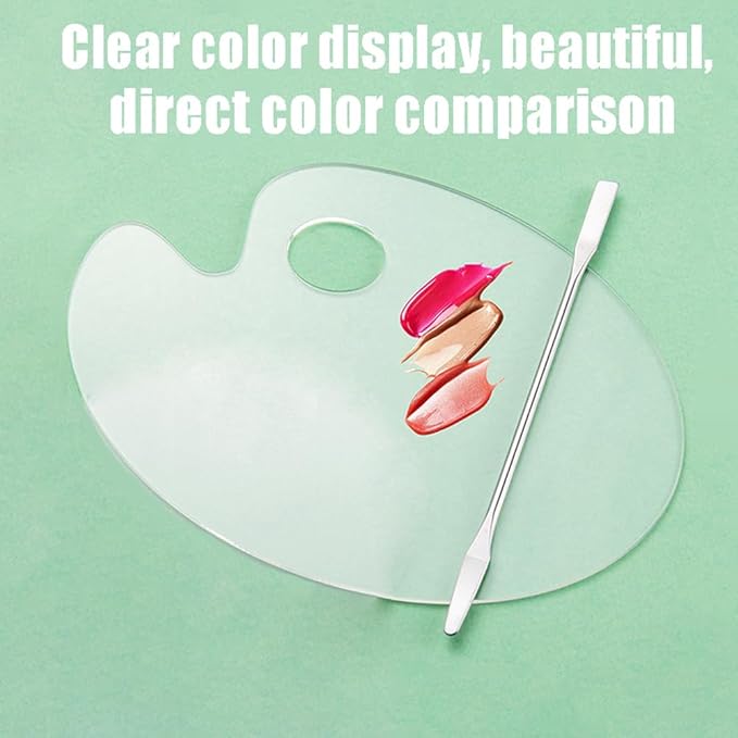 2 Pcs Acrylic Cosmetic Makeup Palette + 1 Pc Makeup Spatula, Makeup Mixing Tray Apply for Foundation Nail Art Beauty Salon Color Cream Liquid Mixing Art Palette-FemmiqueWomen