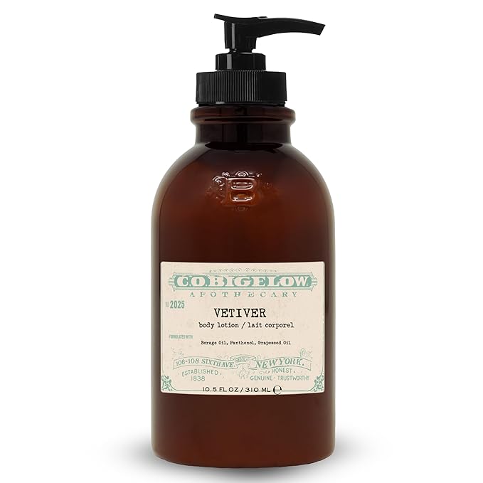 C.O. Bigelow Iconic Collection Vetiver Body Lotion, Scented Body Cream with Grapeseed Oil and Shea Butter, 10.5 fl oz-FemmiqueWomen